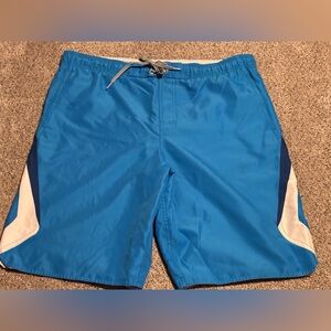 Nike Blue and White Men's Swim Trunks